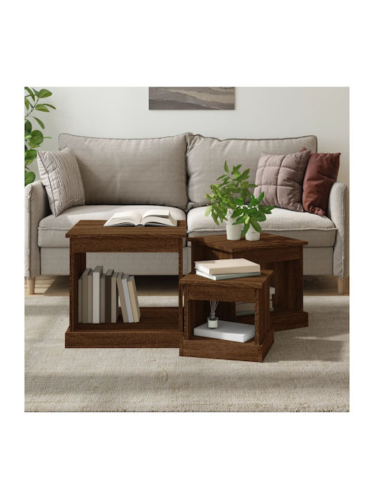 Rectangular Side Table Wooden Brown 3pcs L48xW4...