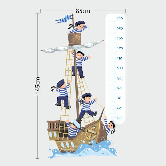 Caravelshop Αυτοκόλλητο Αναστημόμετρο Little Captains Πολύχρωμο