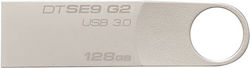 Kingston DataTraveler SE9 G2 128GB USB 3.0 Stick Ασημί