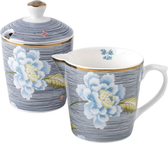 Laura Ashley Ceramic Milk Jug - Sugar Bowl Set Gray 2pcs