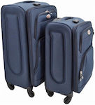 Ankor Travel Suitcases Fabric Blue Maximum Height 60cm with 4 Wheels Set of 2pcs