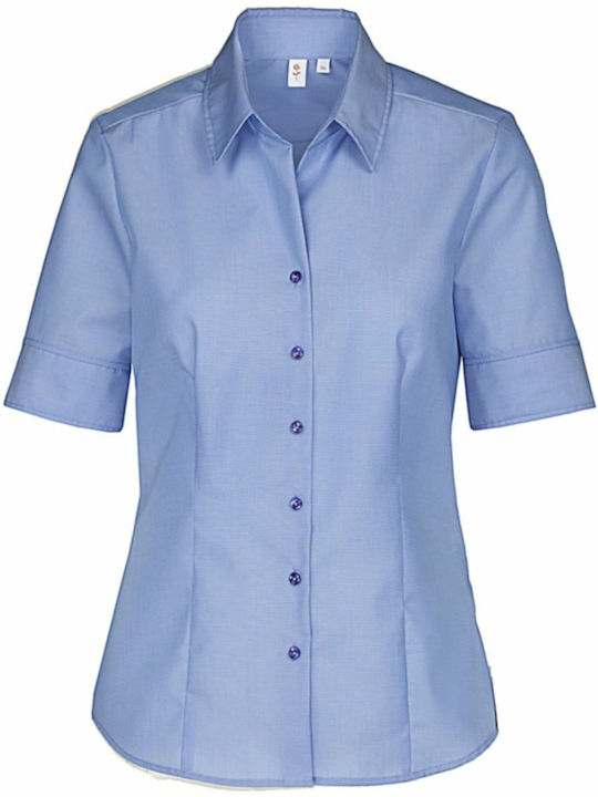 Seidensticker Kurzärmelig Damen Hemd Blau Monochrom