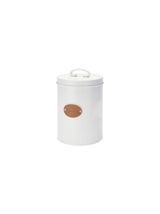 Aria Trade Metallic Cookie Jar White 13.5x13.5x17.5cm