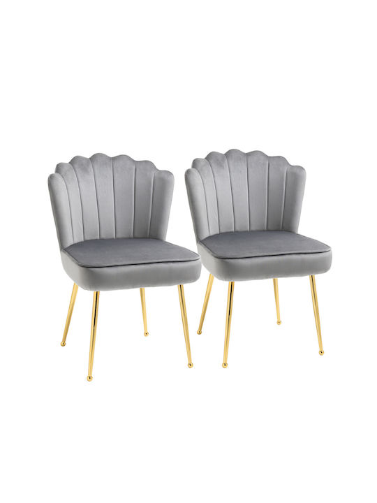 Dining Room Velvet Chair Gray 57x58x88cm 2pcs