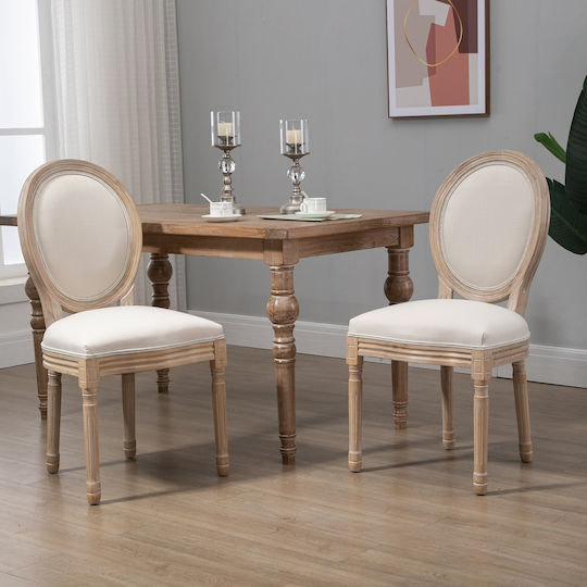 Dining Room Fabric Chair White 49x56x96cm 2pcs