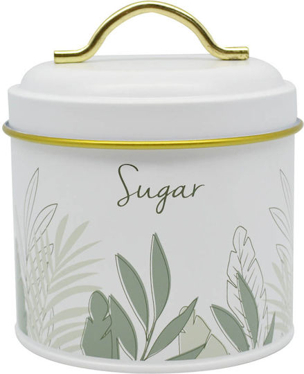 Ankor Sugar Jar with Lid Metallic White 11.2x11.2x13cm 1 Pieces