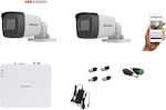 Hikvision DS-7104HGHI-K1(S) 2 x HIKVISION - DS-2CE16D0T-ITPF(C) Integrated CCTV System with 2 Cameras