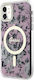 Guess Flowers Magsafe Umschlag Rückseite Kunststoff Rosa (iPhone 11) GUHMN61HCFWSP