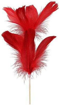 GOOSE FEATHER ON STICK 72CM (RED)