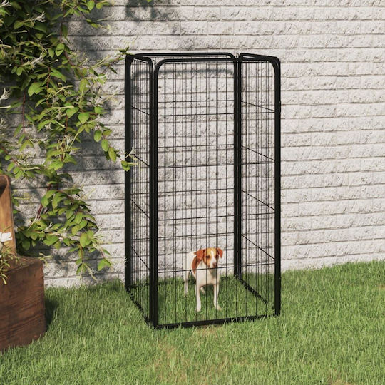 vidaXL Metallisches Hundetore mit 4 Paneelen 50x50x100cm Schwarz