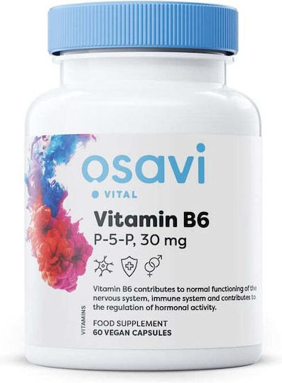 Osavi Vitamin B6 Βιταμίνη για την Υγεία του Νευρικού Συστήματος 30mg 60 φυτικές κάψουλες