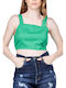 Life Bluza Damă Crop Top De Vară Din In Fără Mâneci Verde