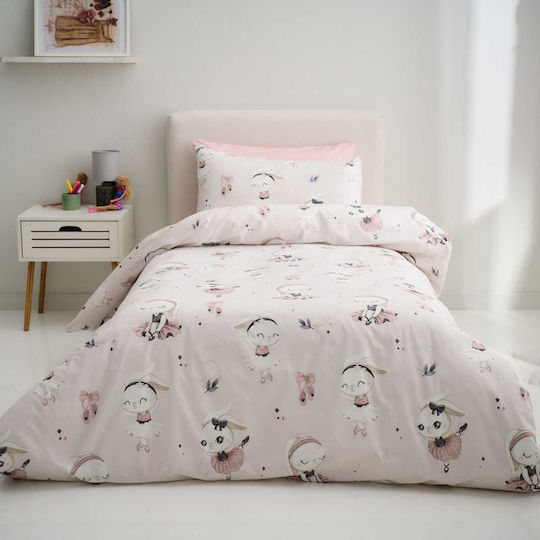 Vesta Home Σετ Σεντόνια Ημίδιπλα Βαμβακερά Ballarina Ροζ 170x260cm 3τμχ