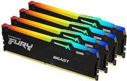 Kingston Fury Beast RGB 64GB DDR5 RAM cu 4 module (4x16GB) și Viteză 5600 pentru Desktop