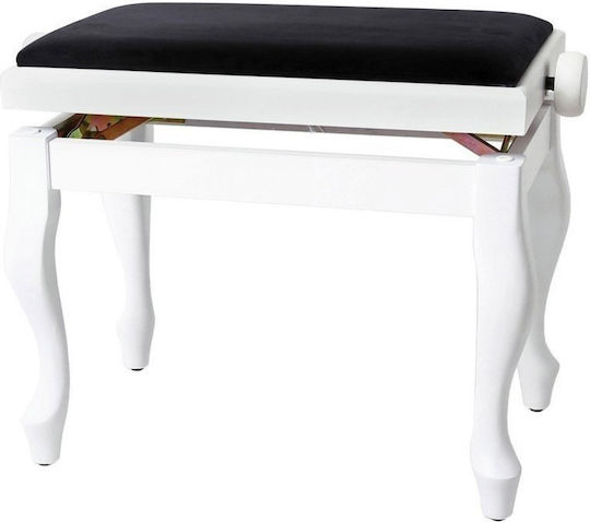 Gewa Deluxe Classic Stool Piano Adjustable High Gloss White L52xW30xH45-57cm