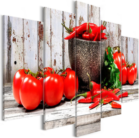 Polihome Red Vegetables De cinci ori Tablou Lemn 200x100cm