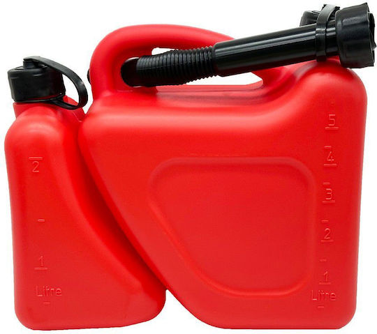 Vltools Double Compartment Fuel Container Plastic with Extension Tube 7lt Red