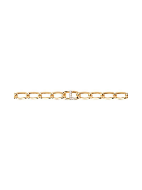 P D Paola Bracelet Chain made of Silver Gold Plated with Zircon