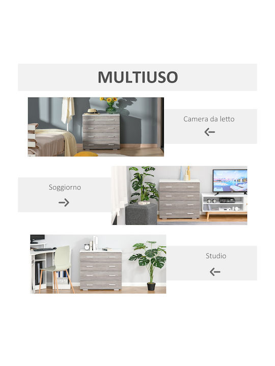 Wooden Chest of Drawers with 4 Drawers Gray 76x...