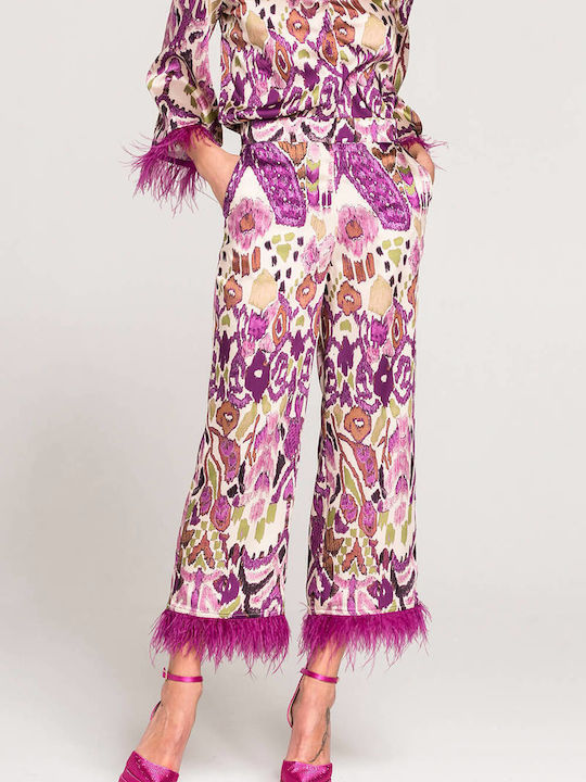 Printed zipper with wings - magenta