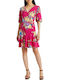 Ralph Lauren Sommer Mini Kleid Wickel Fuchsie