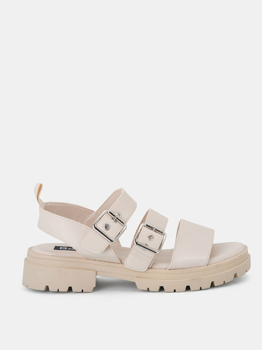 Bozikis Damen Flache Sandalen mit Riemen in Beige Farbe Regelmäßig Passform