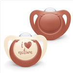 Nuk Schnuller Silikon For Nature Beige - Red für 6-18 Monate 2Stück