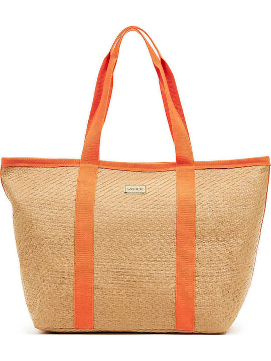 Verde 14-173 Stroh Strandtasche Orange