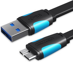 Vention Flat USB 3.0 to micro USB Cable Μαύρο 2m (VAS-A12-B200)