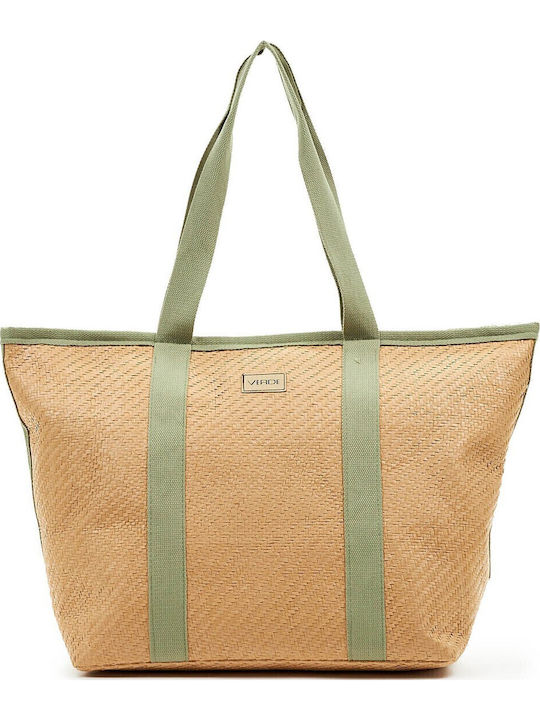 Verde 14-173 Stroh Strandtasche Beige/Green