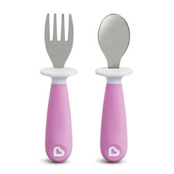 Munchkin Βρεφικό Σετ με Πιρούνι Raise Toddler Fork & Spoon από Μέταλλο για 12+ μηνών Lila 2τμχ