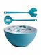 Marine Business Melamine Salad Bowl with Salad Spoons Blue 25x25cm 3pcs