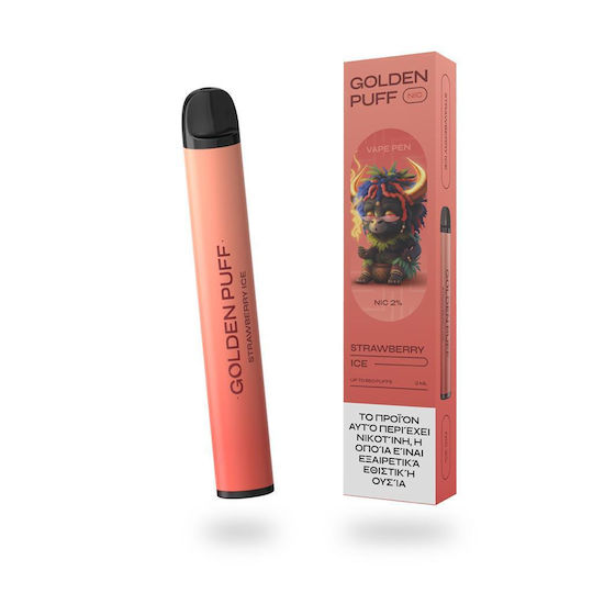 Cannapark Golden Puff Единично Употребими Електронни Цигари 800 Вдишвания Strawberry Ice 2ml 20mg Розов