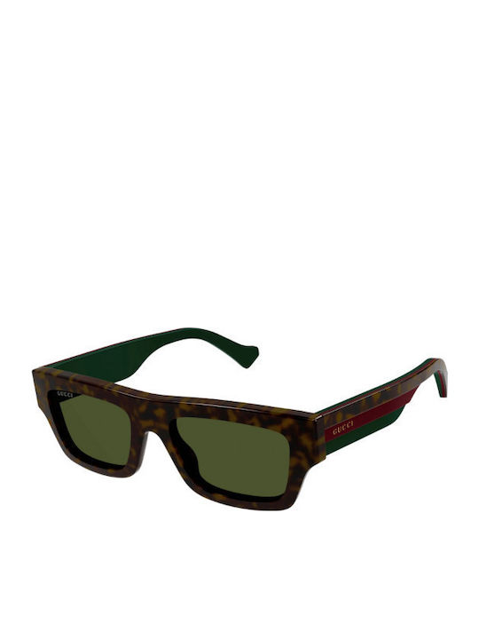 Gucci Unisex Sonnenbrille mit Braun Schildkröte Kunststoff Gestell und Grün Linse GG1301S 002
