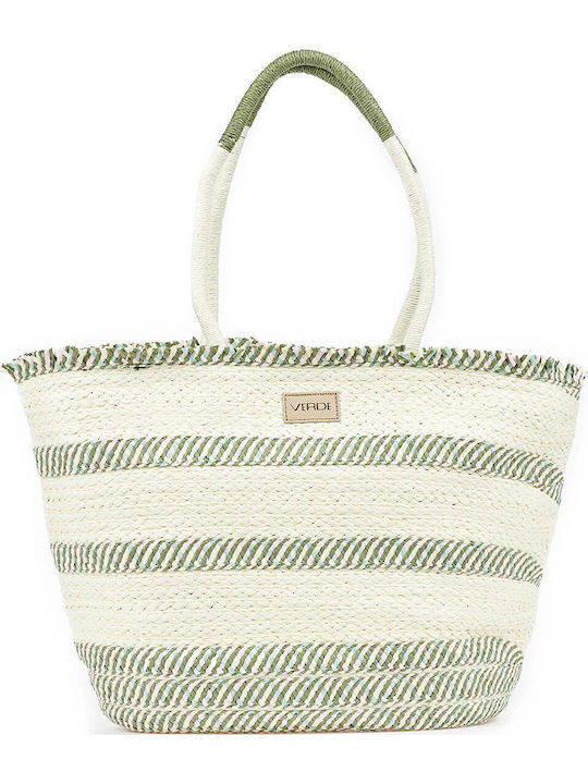 Verde Stroh Strandtasche Grün