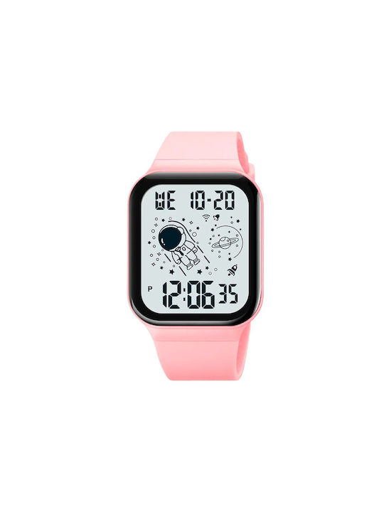 Skmei Kids Digital Watch with Rubber/Plastic Strap Pink White