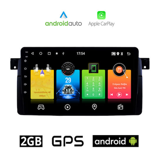 Auto-Audiosystem für BMW Serie 3 (E46) / M3 1998-2005 (Bluetooth/USB/WiFi/GPS/Apple-Carplay/Android-Auto) mit Touchscreen 9"