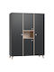 Colette XL Τετράφυλλη Ντουλάπα Anthracite 96x57x190cm