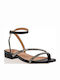 Women's Flat Sandals with Strap in Black Color