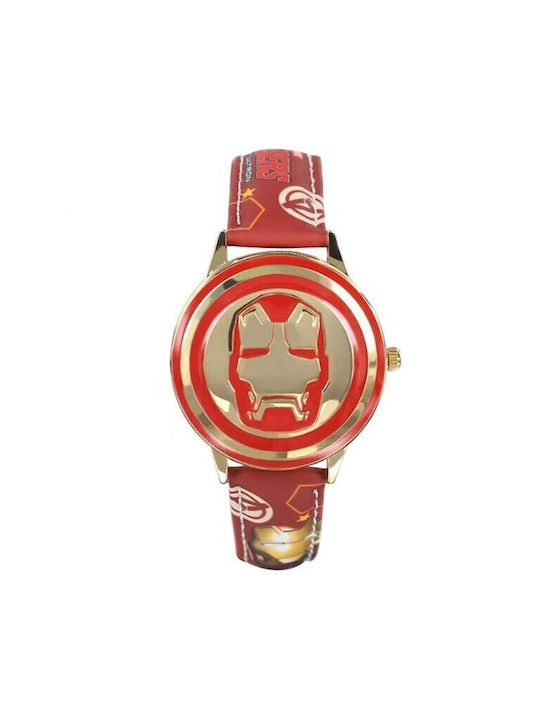 Kids Analog Watch with Leather Strap Red