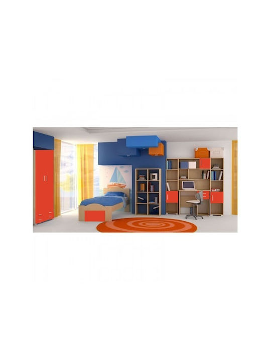 Σετ Παιδικού Δωματίου Wave Rot Eiche 8Stück mit Bett für Matratze 110x190cm