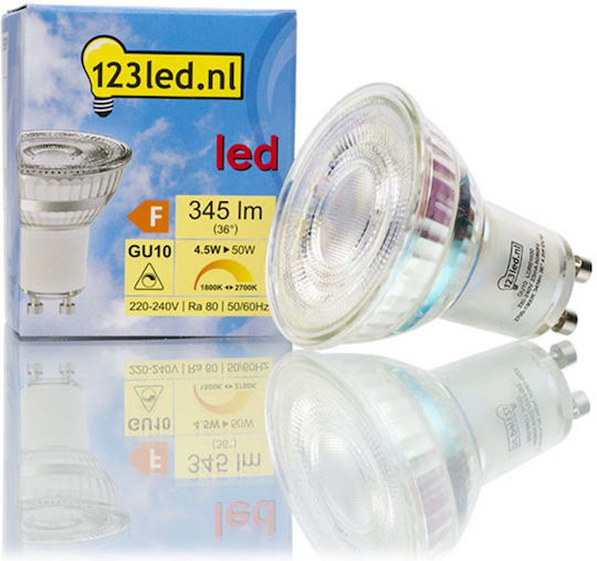 123led Λάμπα LED 4.5W για Ντουί GU10 Θερμό Λευκό 345lm Dimmable