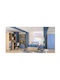 Kids Bedroom Set Note Light Blue Oak 7pcs with Bed for Mattress 110x190cm