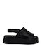 Courtney Δερμάτινα Γυναικεία Σανδάλια Flatforms Μαύρα