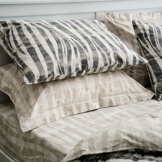 Charalambidis Textiles Safari Pillowcase Set with Envelope Cover Gray 52x72cm.