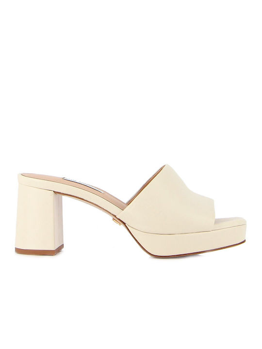 Guy Laroche Chunky Heel Mules Beige