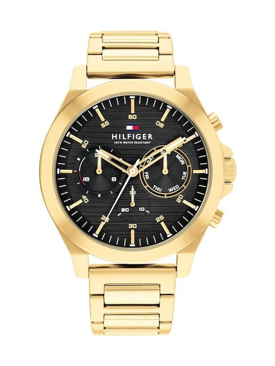 Tommy Hilfiger Lance Men's Watch 46mm Battery with Gold Metal Bracelet