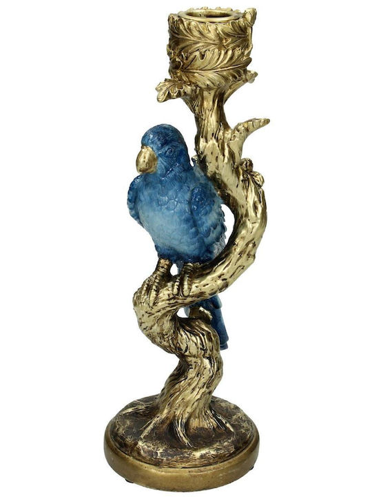 ArteLibre Candle Holder Polyresin in Blue Color 10x9x25.5cm 1pcs