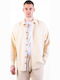 Overshirt Long-sleeved Shirt in Wide Line Beige