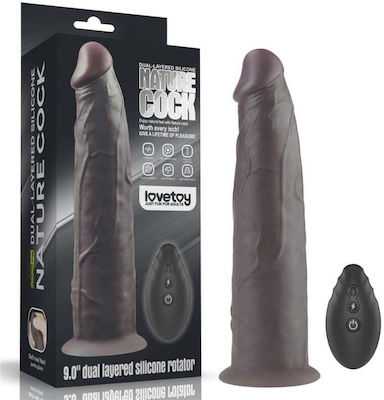 Lovetoy Dual Layered Nature Cock Realistic Vibrator with Remote Control 22.8cm Brown